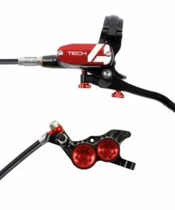 Hope Tech 4 E4 Brake - No Rotor -Outlet Bremser Store Hope Tech 4 E4 Brake No Rotor Disc Brake Callipers Black Red T4E4RR