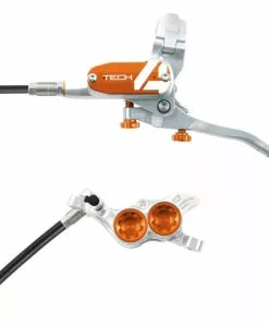 Hope Tech 4 E4 Brake - No Rotor -Outlet Bremser Store Hope Tech 4 E4 Brake No Rotor Disc Brake Callipers Silver Orange T4E4ZSCL
