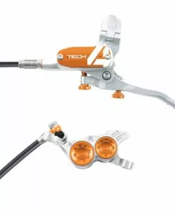 Hope Tech 4 V4 Brake - No Rotor -Outlet Bremser Store Hope Tech 4 V4 Brake No Rotor Disc Brake Callipers Silver Orange T4V4ZSCL