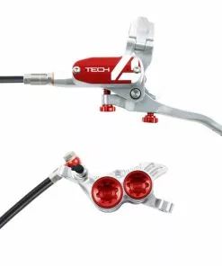 Hope Tech 4 V4 Brake - No Rotor -Outlet Bremser Store Hope Tech 4 V4 Brake No Rotor Disc Brake Callipers Silver Red T4V4ZSRL