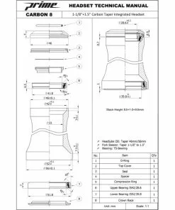 Prime Primavera 1-1/8"-1.5" Integrated Headset -Outlet Bremser Store Prime Primavera 1 1 8 1 5 Integrated Headset Headsets Black PP11815IH8 1